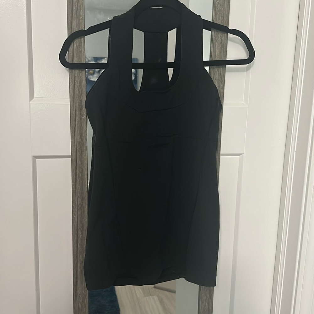 Lululemon black racer back style tank top size medium!